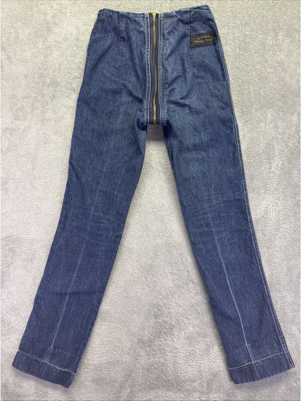 Vtg 70's Rare Riccardo's Menage De Trois jeans front to back Copper zipper 3/4